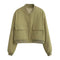 Women Fashion With Pockets Bomber Jacket Coats Vintage Long Sleeve Front Button Casual Female Outerwear Chic Tops