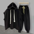 2023 Spring New Fashion T-shirt Suit Men's All-match Hooded Men's Vest Shoulder Vest All-match Boutique Clothing Simple Style