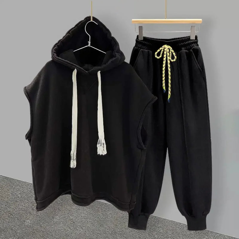 2023 Spring New Fashion T-shirt Suit Men's All-match Hooded Men's Vest Shoulder Vest All-match Boutique Clothing Simple Style