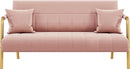 56.5" W Modern Loveseat 2 Seater Sofa Luxurious Velvet Fabric Couch with Gold-Tone Metal Arms and Legs for Bedroom, Studio Pink