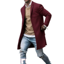 2023 Autumn/Winter New Solid Color Men's Mid length Woolen Coat Slim Fit Large Single breasted Windbreaker