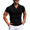 Men Turn Down Collar Short Sleeve Slim T-shirts Summer Male Solid Knitted Tee Tops LXDZ-KJ-P6-V