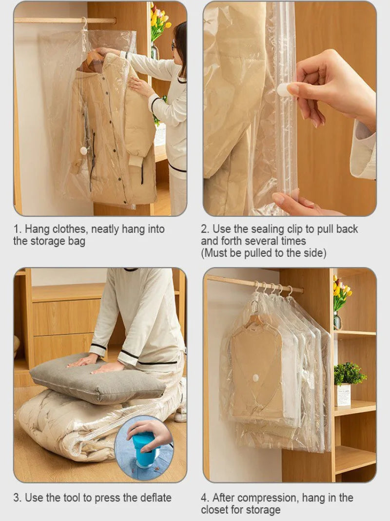 5 large protection household side pull hanging vacuum compression bag transparent hanging down jacket clothes dust storage bag