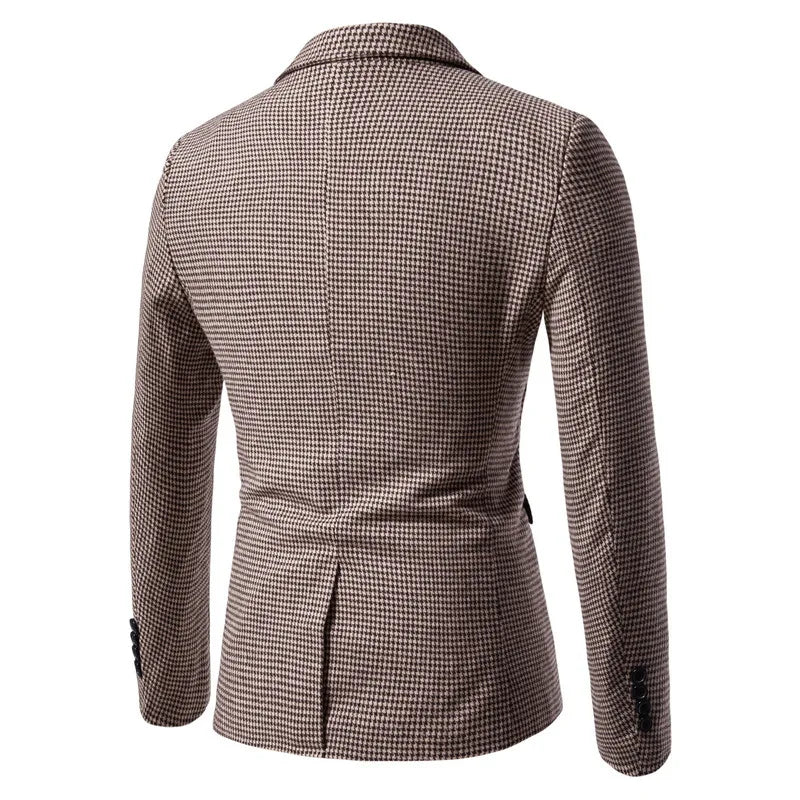 Autumn and Winter New Men's Fashion Casual Men's Suit Plaid Small Blazer Jacket