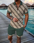 Men's Summer Tracksuit Sports Suit Men Set 3D Printed Casual Short Sleeve T Shirt Lapel Zip Polo Shirt Male Clothing Jogging