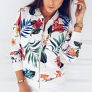 Women's Coat  Flower Leaves Print Sports Women Long Sleeve Baseball Jacket Zip Coat Baseball Uniform Autumn Women Coats