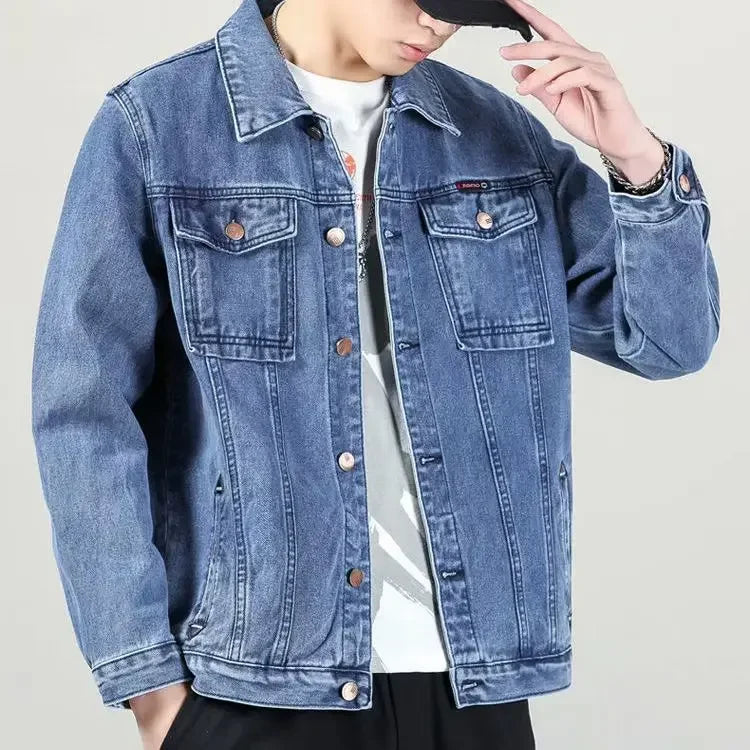 Spring Autumn Denim Jacket Men's Casual Workwear New Trendy High-end Feel Men's Jacket Clothing Regular Length