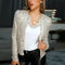 Fashionable round Neck Pure Color Sequin Jacket Short Casual Versatile Women's Spring New Arrival Outerwear Punk Style Coat