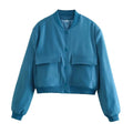 Women Fashion With Pockets Bomber Jacket Coats Vintage Long Sleeve Front Button Casual Female Outerwear Chic Tops