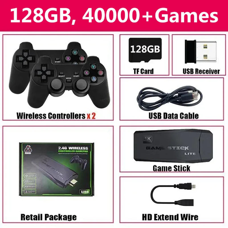 Video Game Console Built-in 40000 Games  Wireless Controller TV Game Stick 4K HD Retro Mini Handheld Game Player