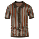 High End Jacquard Striped Polo Shirts For Men Short Sleeve Elastic Summer Quality Viscose Knitted Smart Casual Camisas De Hombre