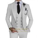 Men's Khaki Formal 3 Piece Groomsmen Wedding Elegant Tuxedo Suit with Fitted Lapel (blazer + vest + pants)