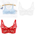 ALLTOOALL 3PC Women Sexy Lace Bras Plus Size Push Up Bralette Female Underwired Underwear Hollow Out Lingerie Embroidery Bra