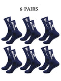 6 pairs of football socks, men's and women's mid length anti slip training socks, thickened professional sports socks