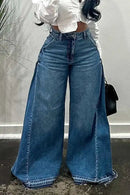Vintage American Style Wide Leg Jeans Spliced Or Length Bell Bottom Fringebell-Bottom Pants For Men And Women