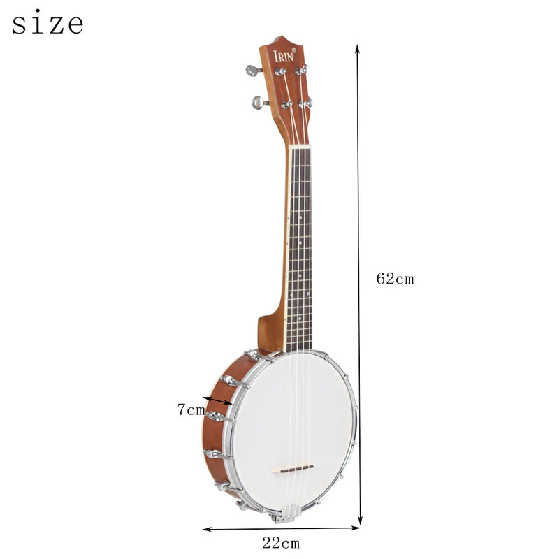IRIN 4 Strings Banjo Professional Maple Neck Rosewood Fingerboard Banjo with Tuner Strap Cleaning Cloth Bag Picks Accessories