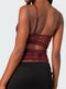 Women Lace Sheer Camisole V-Neck Spaghetti Strap Sheer Vest Slim Fit Cutout Show Navel Tank Tops