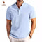 New High-end Embroidered Cotton and Linen Striped Henry Shirt for Men's Summer Casual Fashion Comfortable Breathable T-shirt Top