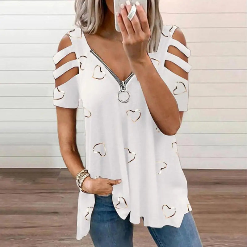 Women Blouse Sexy Breathable Lady Summer T-shirt Soft Summer Blouse Plus Size Lady Summer Top Lady Garment