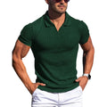Men Turn Down Collar Short Sleeve Slim T-shirts Summer Male Solid Knitted Tee Tops LXDZ-KJ-P6-V