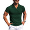 Men Turn Down Collar Short Sleeve Slim T-shirts Summer Male Solid Knitted Tee Tops LXDZ-KJ-P6-V