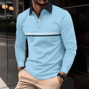2024 Men New Stripe Long Sleeve Polo Shirt Men Casual Simple Style Polo Shirts Spring Fall Stand Basic Blouse Tees Mens Clothing