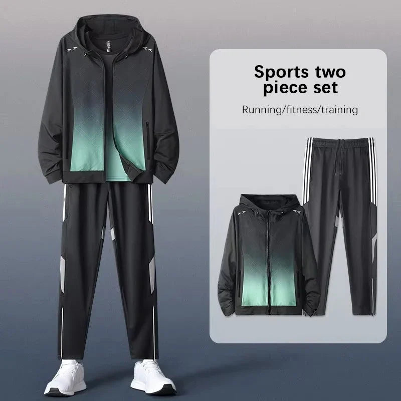Men's Sportswear Set Running and Training Suit Fitness Clothing Morning Run Quick-Dry Athletic Spring Jacket Basketball Suit