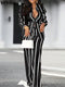 Plus Size 5XL VONDA Women Pants Sets 2024 Matching Sets Vintage Striped Shirt Trouser Casual Two-Piece Sets Office Lady Suits