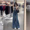 High-Waisted Wide-Leg Jeans White 2024 Summer New Style Women's Loose-Fit Slimming Draped Trailer Pants Fashionable Casual Wear