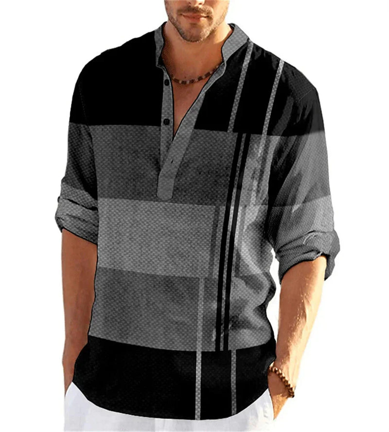 Men's First POLO Shirt Striped Color Contrast Design Light Comfortable Breathable Fashion Long Sleeve Spring And Autumn Style