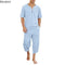 2025 Men's Hip Hop Cotton Linen Sets Comfort Breathable Men Casual Sport 2 PCS Sets Fashion V-neck Short Sleeve Tops+Pants Suit