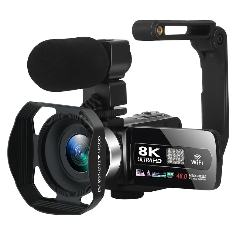 Full HD 8k Professional Video Camera 48MP WiFi Camcorder Digital 16X Zoom Streaming Auto Focus Cam