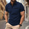 2024 new summer men's fashion fashion casual solid color loose version of t shirt men's sports fitness jacquard check POLO shirt