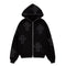 Fashion Mens Streetwear Hot Drilling Cross Hoodies Vintage Oodie Black Skeleton Hoodie Oversized Full Zip Hooded Sweatshirt