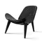 Mid Lounge Replica Solid Wood Three-Legged Shell Chair Ash Plywood Black Faux Leather Living Room Furniture Modern Leisure Chair