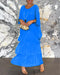 Fashion O-Neck Solid Commuter Long Dress Elegant Casual Layered Ruffle Edge Party Dress Bat Sleeve Chiffon Beach Vacation Dress