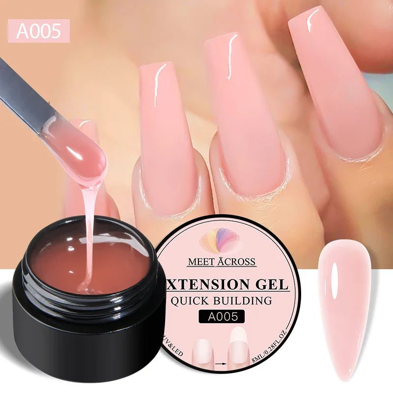 MEET ACROSS 8ml Aurora Extension Nail Gel Polish Glitter Sparkling Nail Art Semi Permanent Building Gel For Nails Manicure