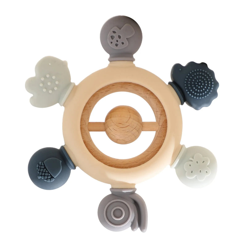 1PC Wooden Baby Rattles Toy Rotating Animal Shaped Matching Blocks Toy Baby Exercise Coordination Puzzle Montessori Toy Kid Gift