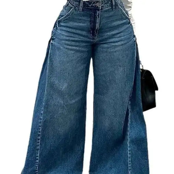 Vintage American Style Wide Leg Jeans Spliced Or Length Bell Bottom Fringebell-Bottom Pants For Men And Women