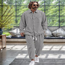 Boutique Tiki Men's Fall Linen Simple Fashion Elegant Comfortable Loose Style Vacation Street Casual Solid Color Men's Suit