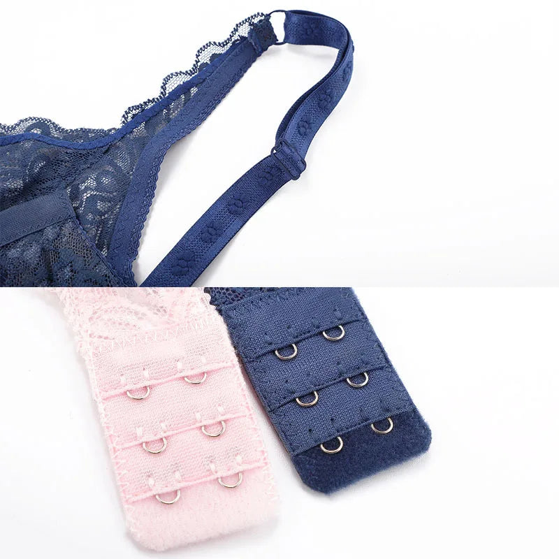 ALLTOOALL 3PC Women Sexy Lace Bras Plus Size Push Up Bralette Female Underwired Underwear Hollow Out Lingerie Embroidery Bra