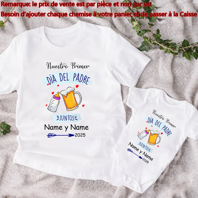 Customized Fathers Day Gifts Our First Father's Day Baby Bodysuits Daddy T-shirts Family Clothes Custom Name Father'sDay Outfits