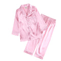2Pcs Red Satin Pyjamas Kids Sets Boys Girls Solid Silk Children's Pajamas Clothes Toddler Lounge Pjs 2-12T Baby Clothing