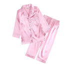 2Pcs Red Satin Pyjamas Kids Sets Boys Girls Solid Silk Children's Pajamas Clothes Toddler Lounge Pjs 2-12T Baby Clothing