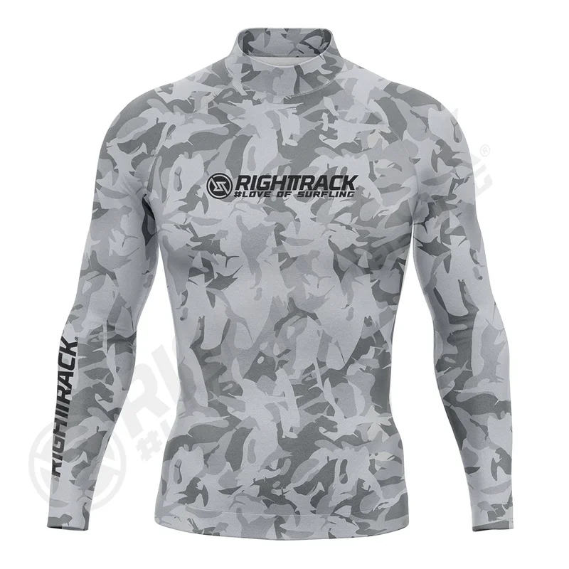 HotSale Men's Surfing Shirt CAMO Lycra Rashguard RIGHTTRACK Surf Sportswear Beach UV Protection Swimwear UPF50  Clothes