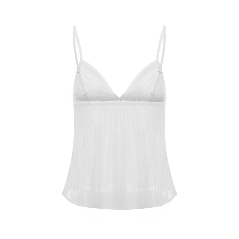 Women y2k Fairy Pleated Mesh Sheer Camisole Mini Bowknot Front Spaghetti Strap V-Neck Lace Cropped Tops Clubwear Streetwear
