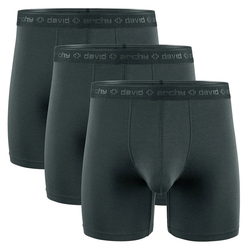 DAVID ARCHY Mens Underwear Modal Pouches Boxer Briefs with Fly Soft Breathable Dual Pouch Mens Boxers Fitness Sweatpants Quick