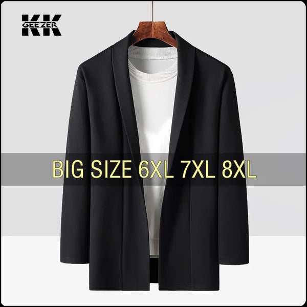 Men Jacket Suit Coat Plus Size 6XL 7XL 8XL Oversize 2023 Black Street Trench  Loose Male Business Simple Cotton Windbreaker Coat