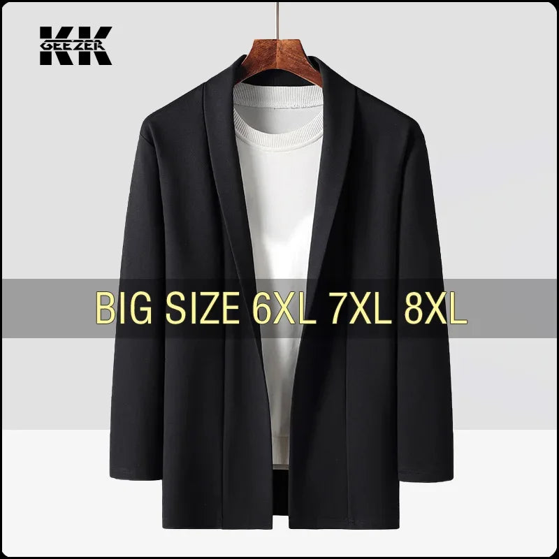 Men Jacket Suit Coat Plus Size 6XL 7XL 8XL Oversize 2023 Black Street Trench  Loose Male Business Simple Cotton Windbreaker Coat