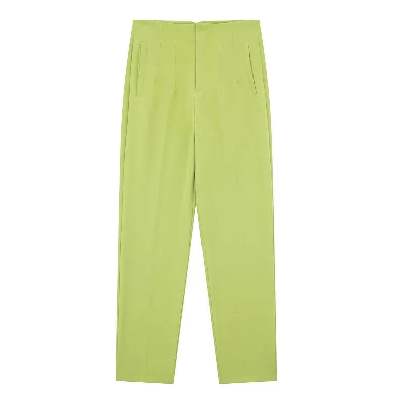 TRAF Ladies Pants Office Wear Black Pink White Pants for Women Fashion High waist Formal Pants Office outfits Pencil Trousers